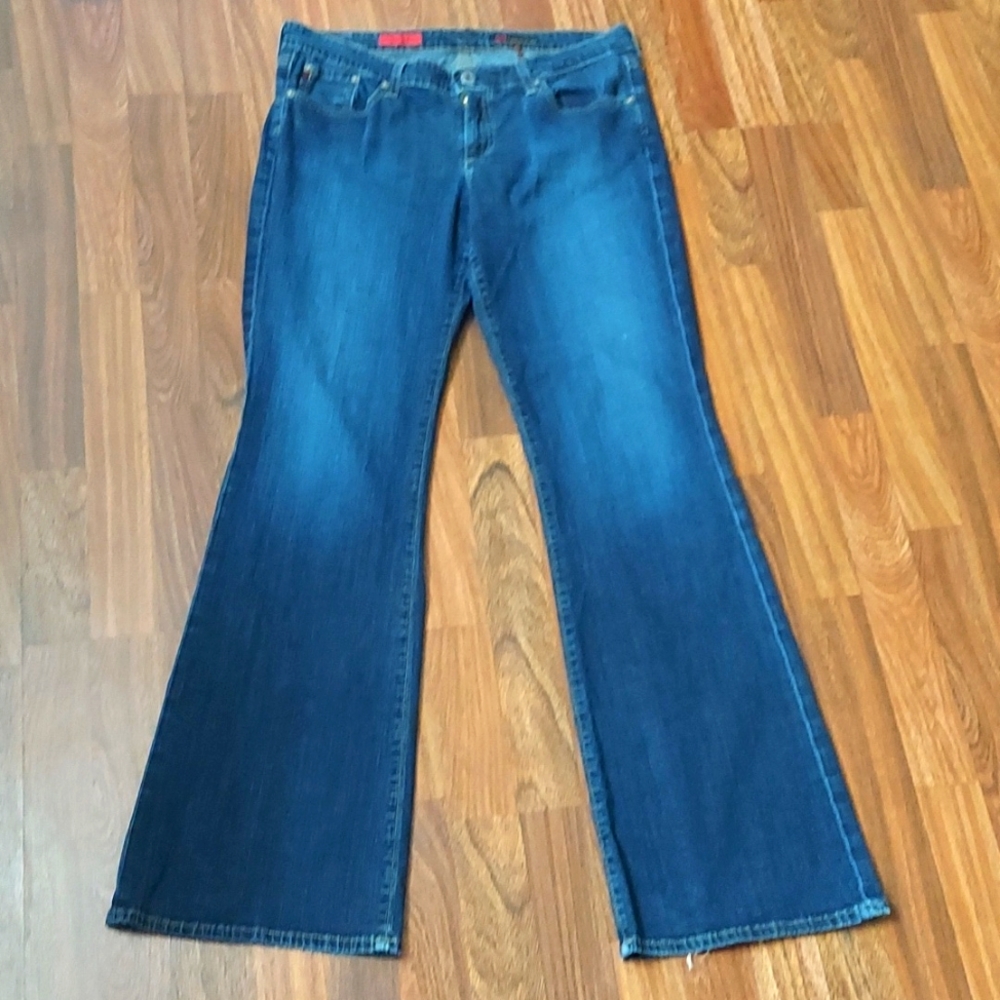 Ag Adriano Goldschmied Women’s Wide Leg Flare Jeans in Dark Blue